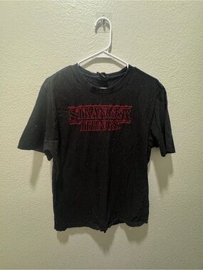Stranger Things Black Speckled Logo Tee